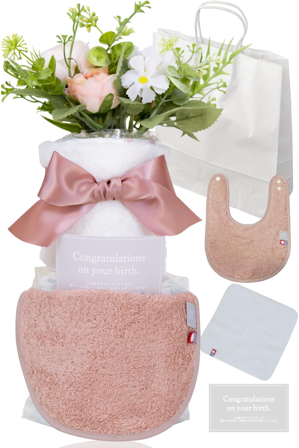 

[Сертифицировано полотенцем Имабари] торт из подгузников whipwhip, детский подарок для мальчиков и девочек, Имабари (Нежно-розовый, Средний)