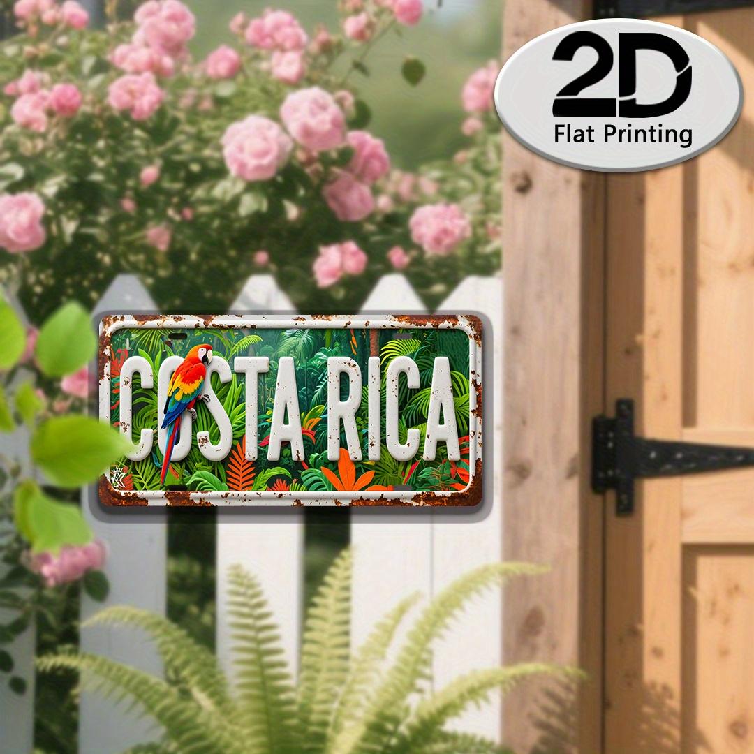 

Costa Rica Tropical Rainforest Parrot Vintage License Plate Style Aluminum Metal Sign Retro Central American Travel Souvenir Wal 15x30cm(5.9x7.8inch)