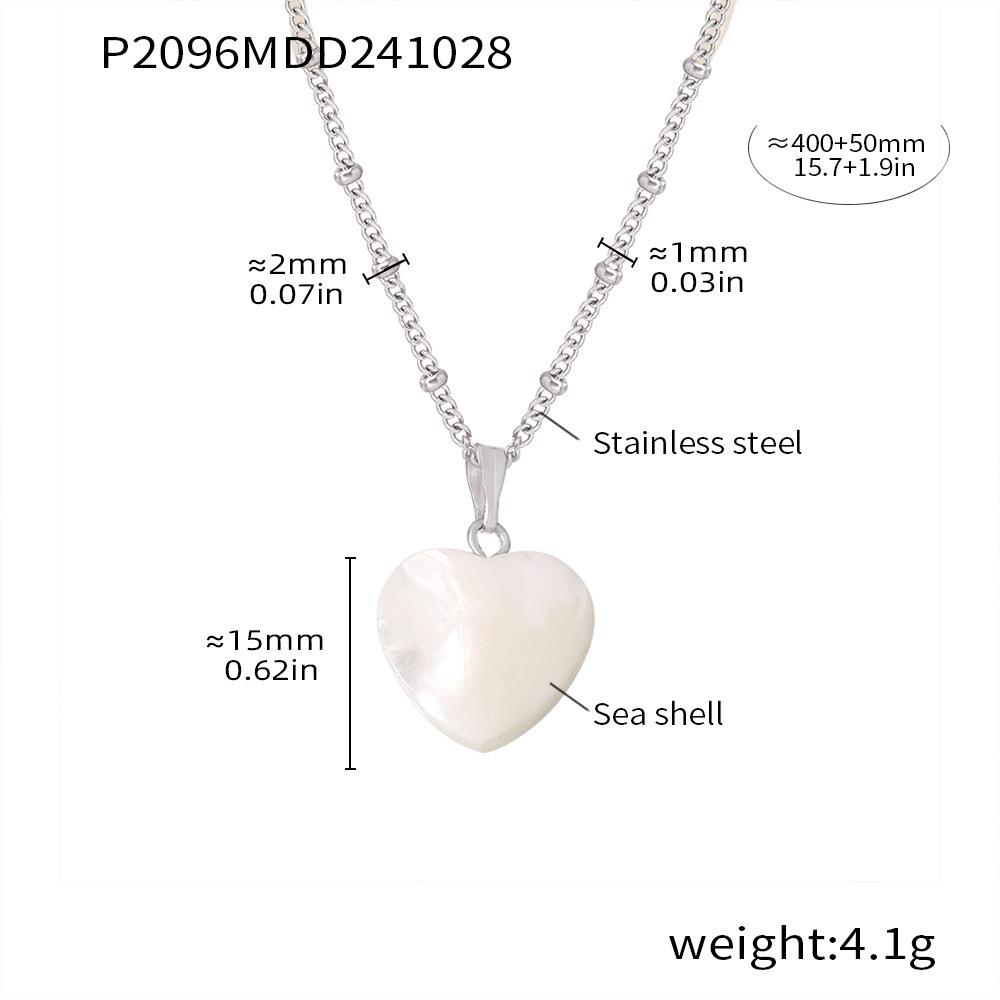 Qiong Yao 18k Gold-Plated Heart Shell Pendant Necklace, Stainless Steel Choker Jewelry.