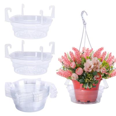 10 Stück Blumentopf-Tretlager-Tropfschale, Feuchtigkeitsschutz, integriertes Hakendesign, transparente Kunststoffschale