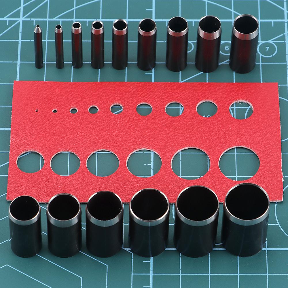 15-teiliges Set HSS Leder Kreis Locheisen, Scharfer Hohllochstanzer Form für Leder Stoff Papier Bastelprojekt