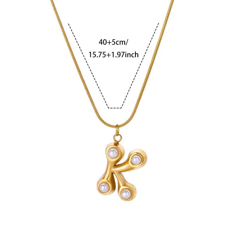 Vintage Stainless Steel Glossy Letter Necklace Female Zircon Cute Bubble English Letter Pendant Necklace New