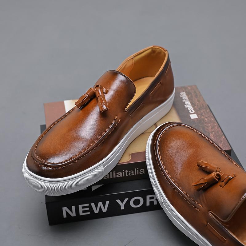Fashion Men Tassel Loafers Shoes Leather Business Shoes Designer Wedding Party Shoes Mens Flats Driving Shoe Men Big Size 47 48