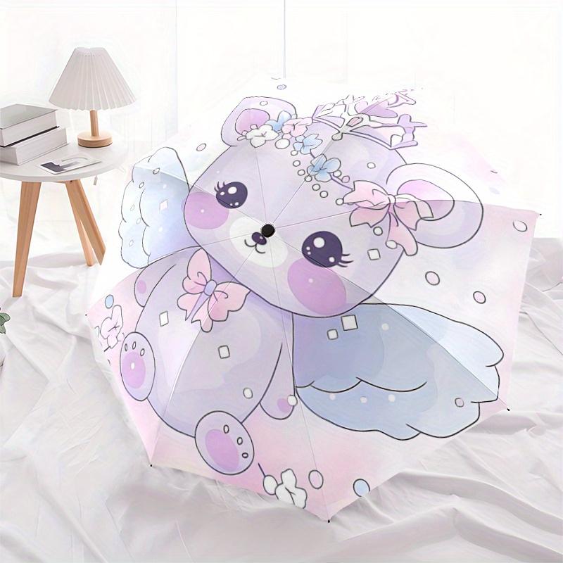 

1pc Angel Bear with Crown Automatic Opening and Closing Umbrella - Small Umbrella Suitable for Various Occasions, Portable 3-Fold Small Umbrella
