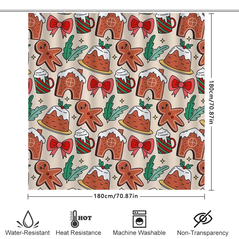 christmas shower curtain decor bathroom accessories christmas party supplies home decorations festive red green white pattern