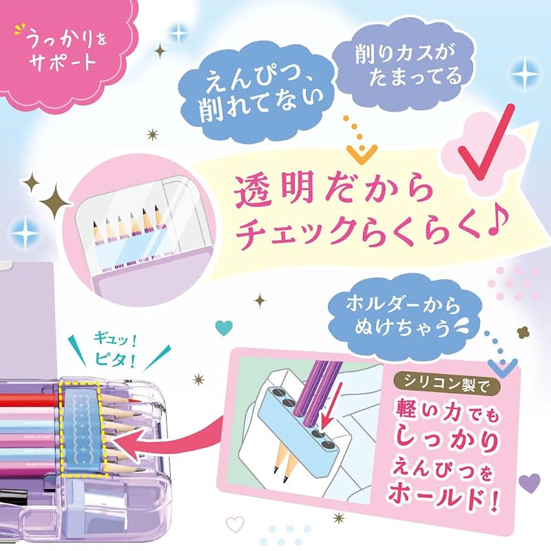 Sonic Pencil Case, Pencil Check Pattern, Double-Sided Pencil Case, Glitter Print, Uka Supporter, Riana Tiara, Light Blue FD-1046-LB