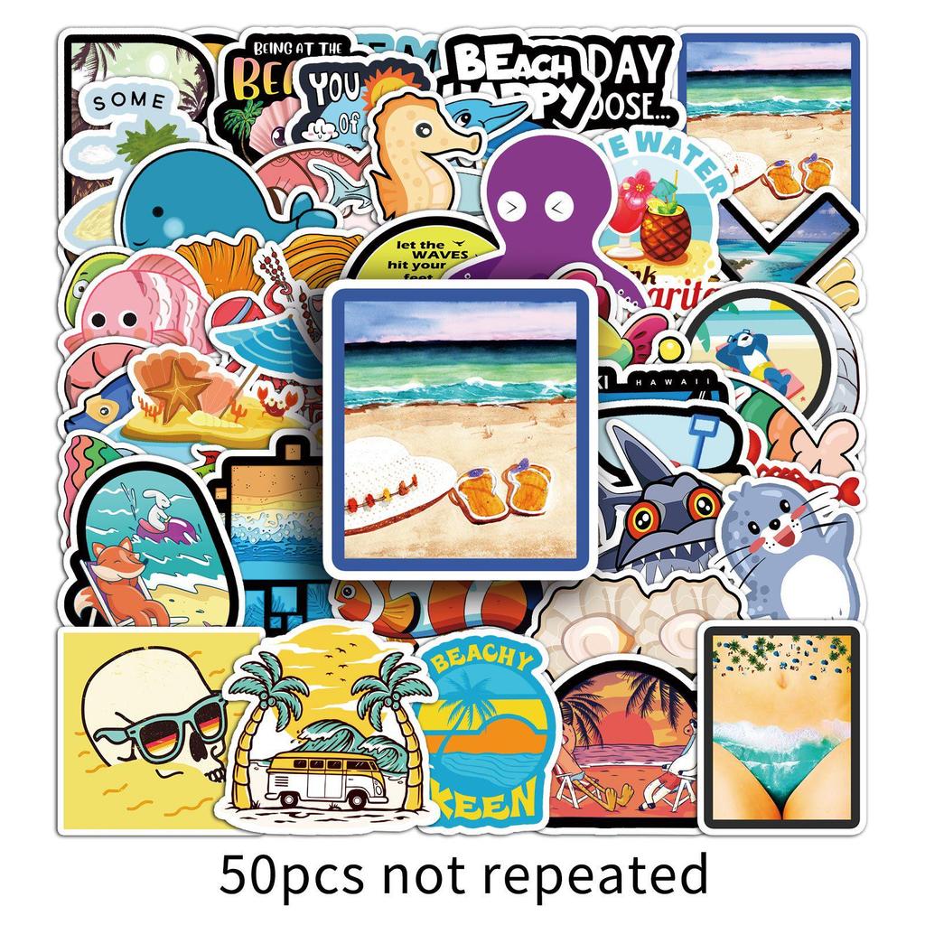 50 Ocean Series Animal Stickers: Cute, Waterproof for Decorating Cups, Journals, and Luggage