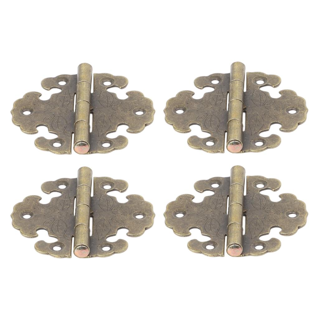 4 pcs Antique Decorative Hinges for Wooden Door Cabinets Rustic Design