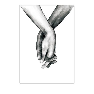 Nordic Poster Black and White Holding Hands Canvas Prints Lover Wall Art Picture Minimalist Decor