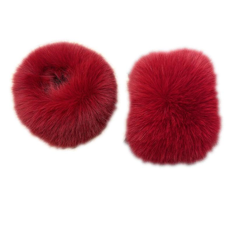 Mânuși de damă din blană artificială de iepure și vulpe, cu manșete strânse