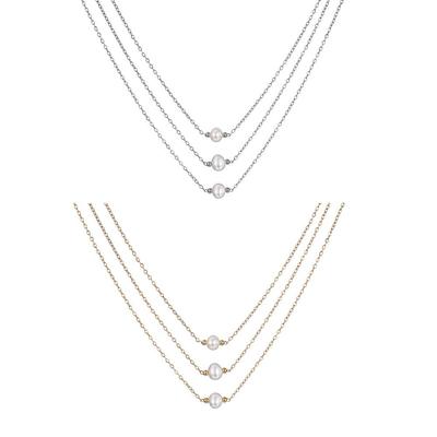 Elegant Three-Layer Freshwater Pearl Necklace - Women’s French Style Jewelry