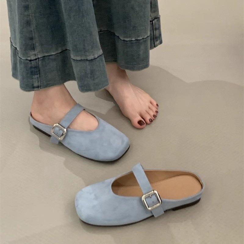Baotou Half Slippers Women's Outwear Lazy Minimalist Flat-bottomed Versatile Slippers