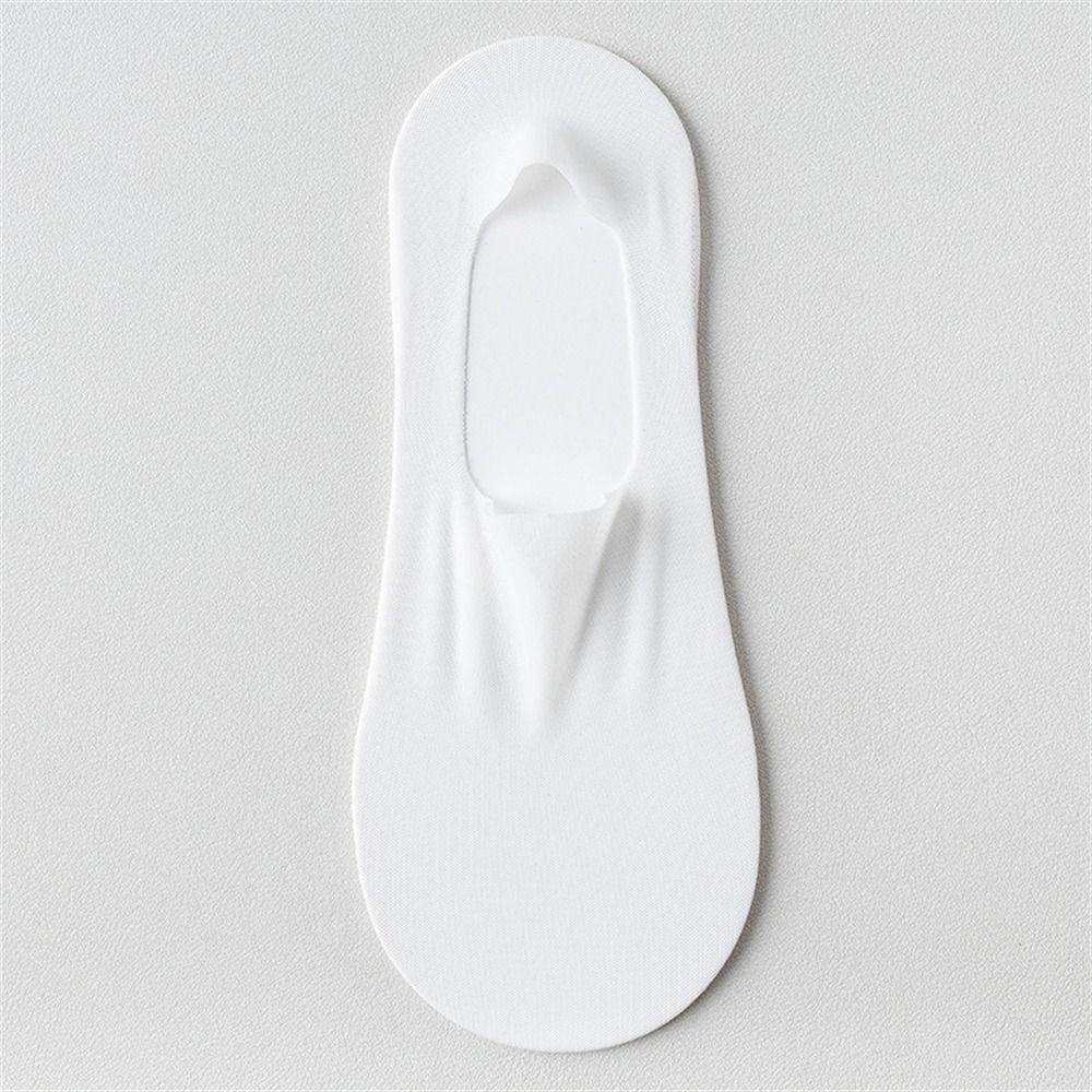 1 Pair Thin Breathable Boat Socks Non-slip Shallow Mouth Invisible Short Sock Solid Color Traceless Ice Silk Socks for Summer