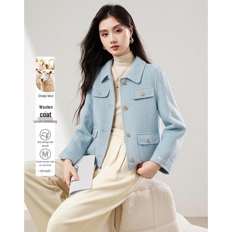 

Elegant Merino Wool Blend Lapel Coat S