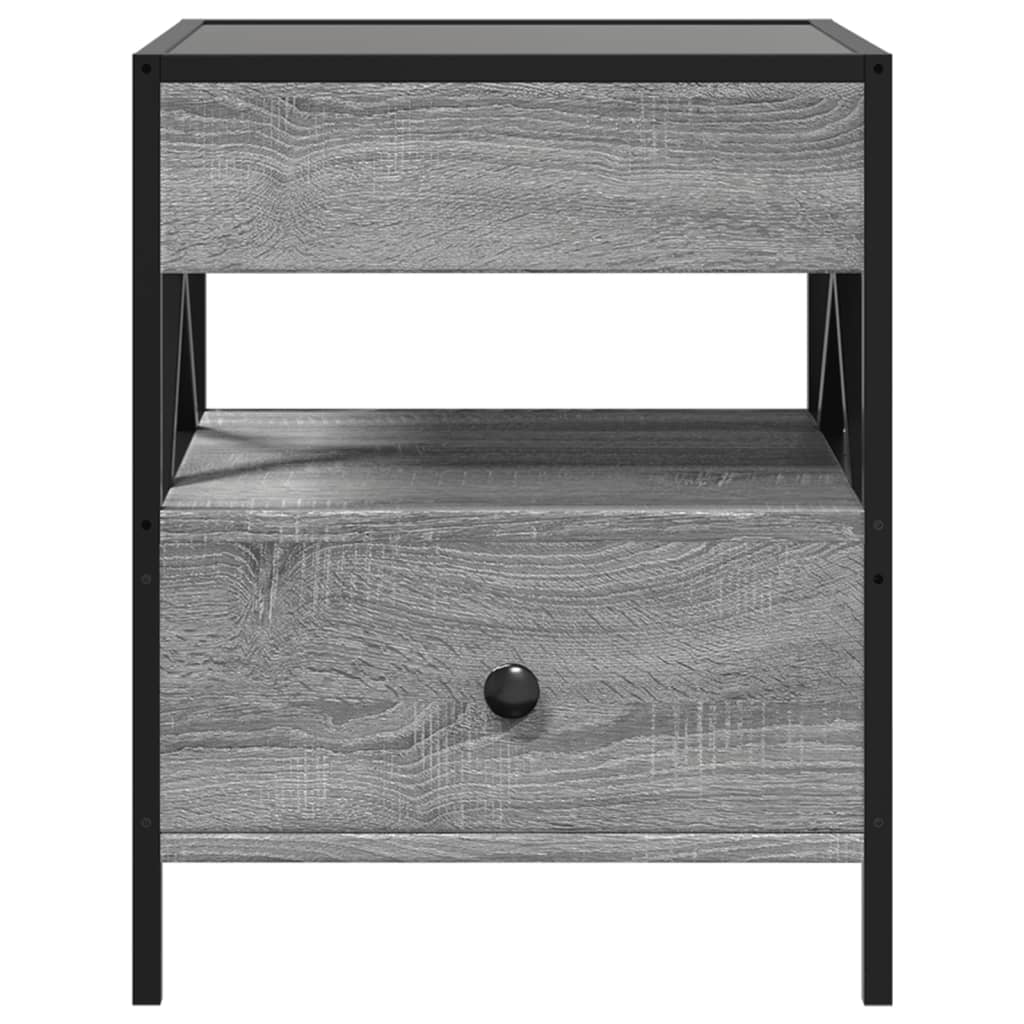 Nightstand with Infinity LED Gray Sonoma 40 X 40 X 51 Cm