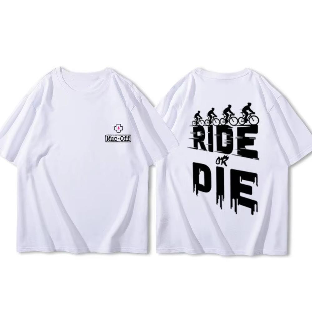 Spring and Summer New Mens and Womens New Cycling Wear Bike Ride or Die Printed Cotton Casual Short Sleeved Round Neck Tshirt