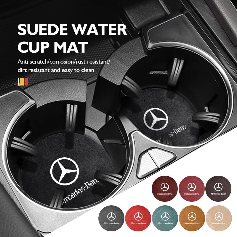 2pcs Car Coasters Anti-Slip Pad Cup Holder Mat Accessories For Mercedes Benz AMG A C E S G Class W201 W210 W108 W204 W205 W203 LU3