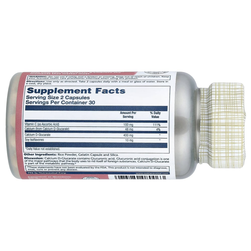 Solaray Calcium D-Glucarate 400mg, 60 Gélules (200 mg par gélule)