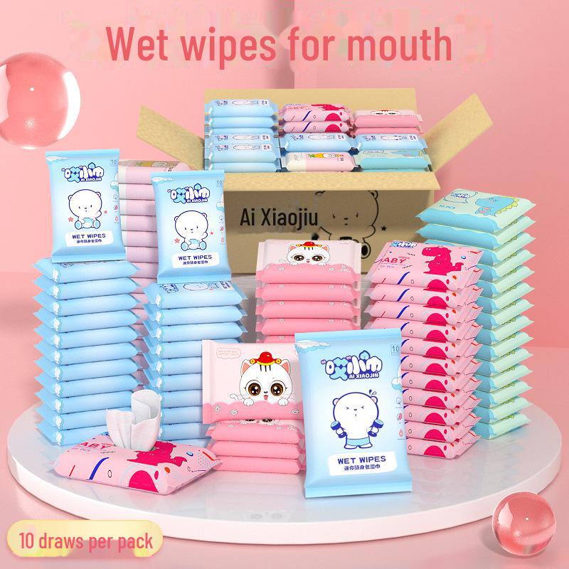Infant & Child Wet Wipes - Portable for Hand & Mouth, 10-Piece Family Pack