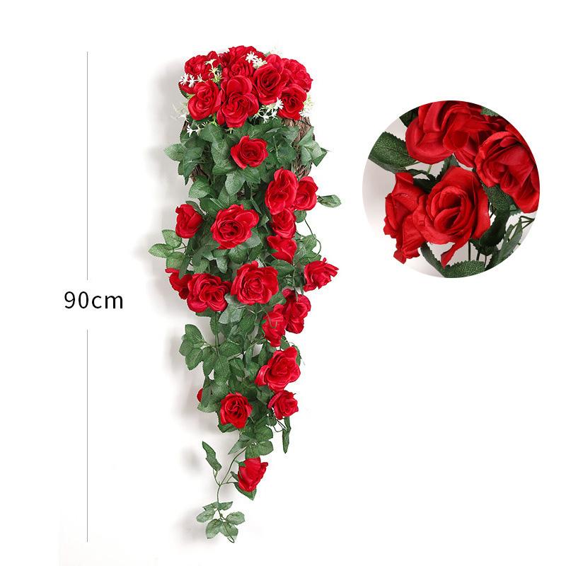 Artificial Flower Rattan Decoration Wall Hanging Roses Home Decor Accessories Wedding Decorative Flowers Wreath Room Decoration