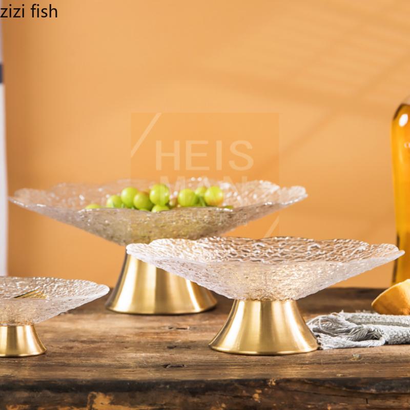 High Foot Glass Plates Fruit Plates Salad Bowl Candy Plate Snack Trays Cake Stands Dim Sum Dish Refreshment Plate Dessert Bowl