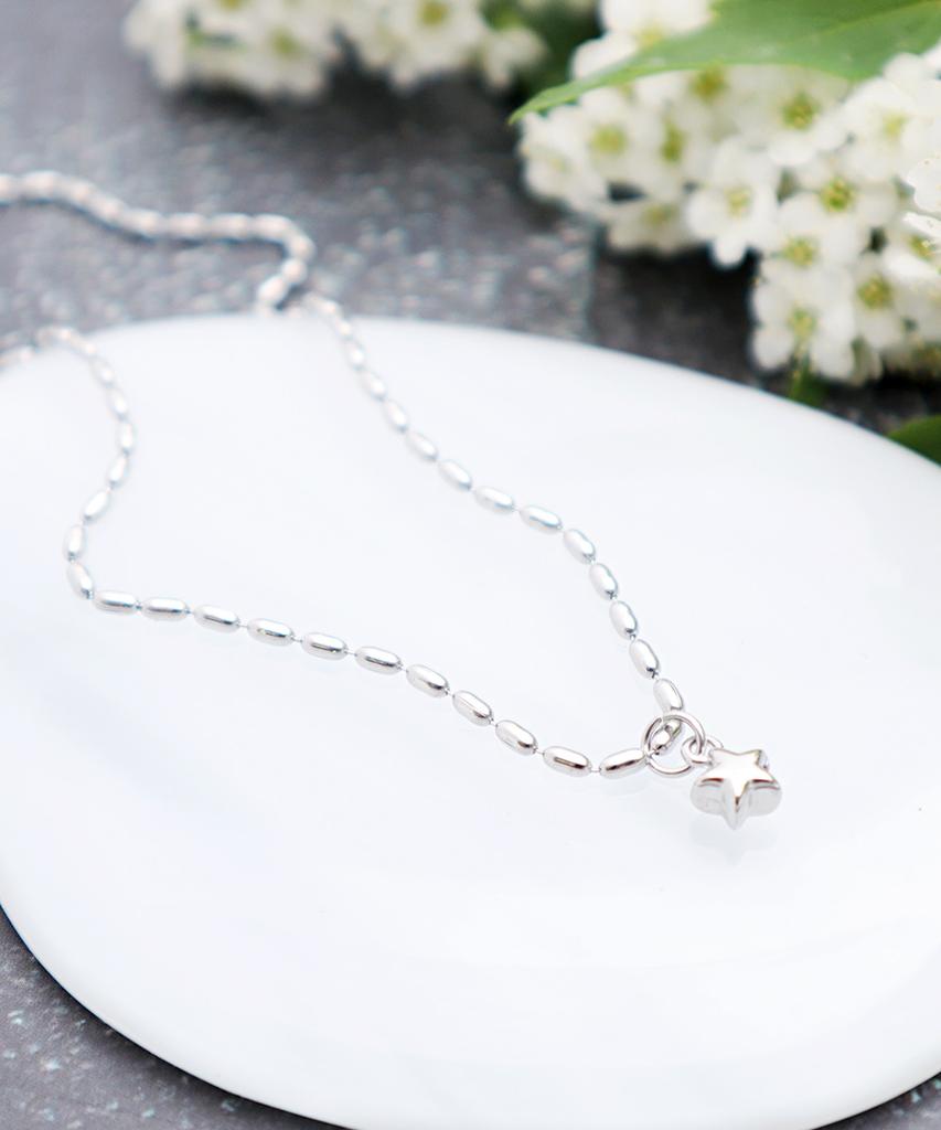 Polalita Surgical Twist Chain Star Necklace (Plt-Nl-064_Sv)