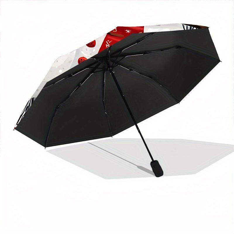 1pc Snowman Automatic Folding Umbrella - 8-Rib Iron Frame, Windproof, Portable Sunshade with Plastic Handle for Travel & Outdoor Activities,