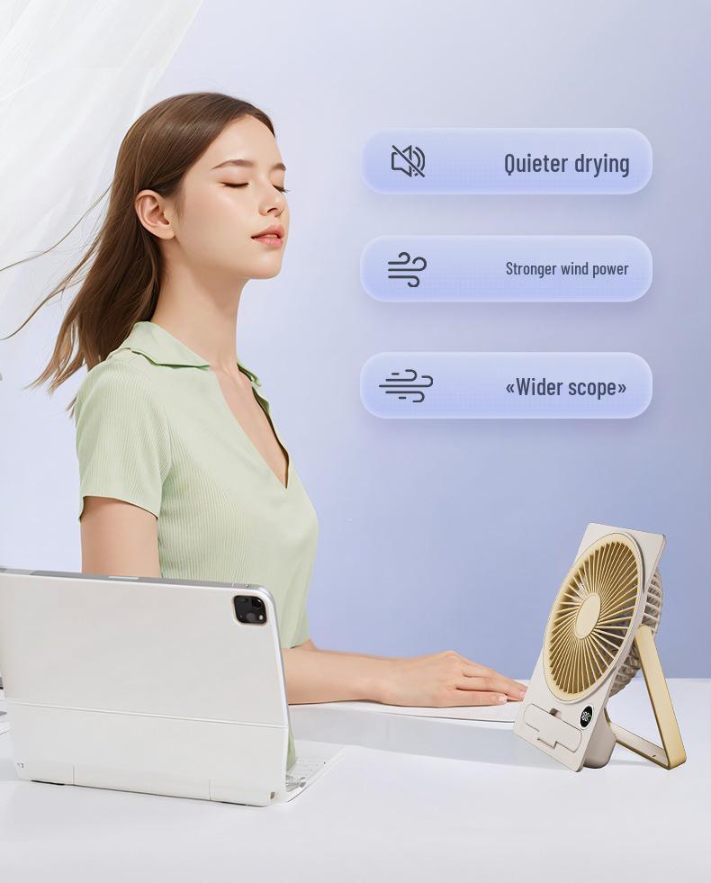 Rechargeable Three-Speed Desktop Fan with Lithium Battery and Large Airflow