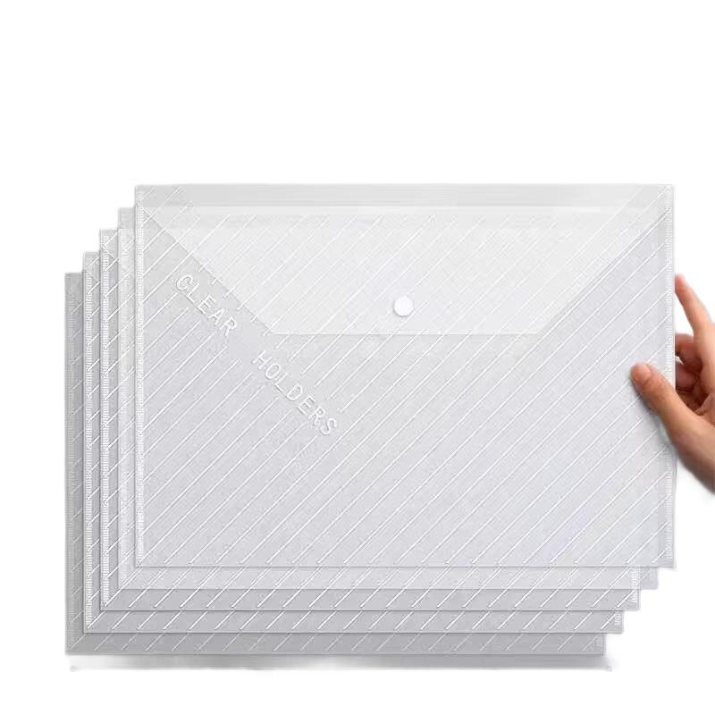 Durable Transparent Snap Button A4 File Bag
