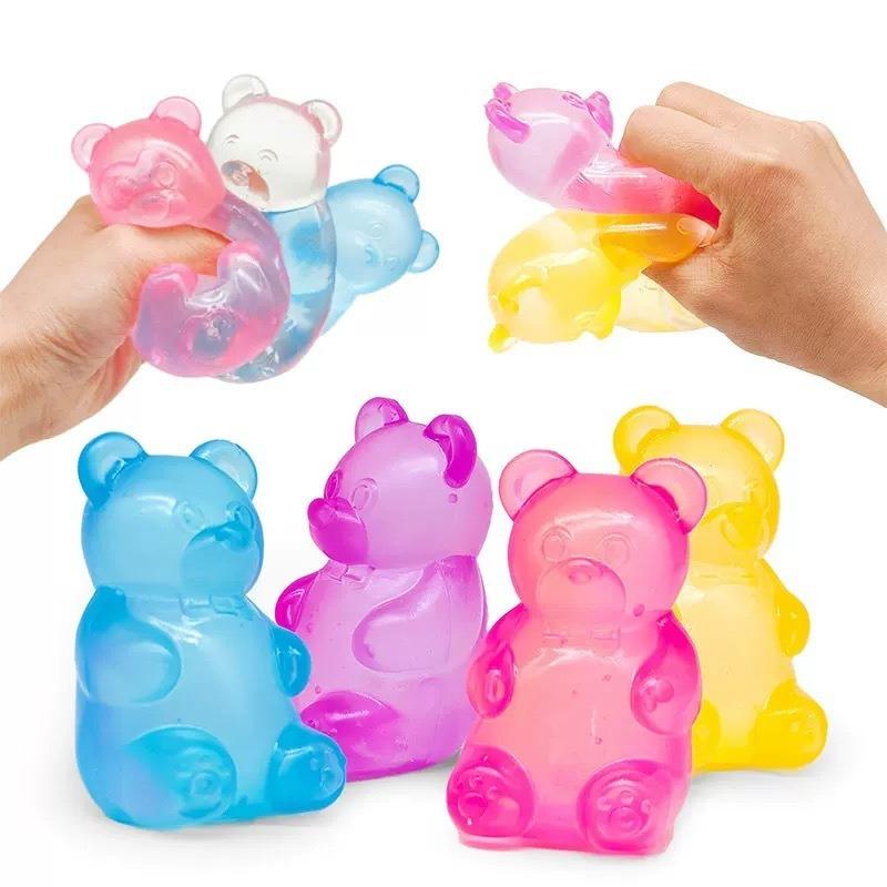 Needoh Gummy Bear Squishy Toy, Maltose Stress Ball For Kids Adults,Cute Animal Squeeze Fidget Toy, Solid Decompression Gift