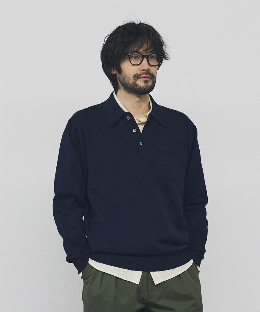 Geonjiulleunseu Cashmere Blend Pocket Collar Knit - Navy