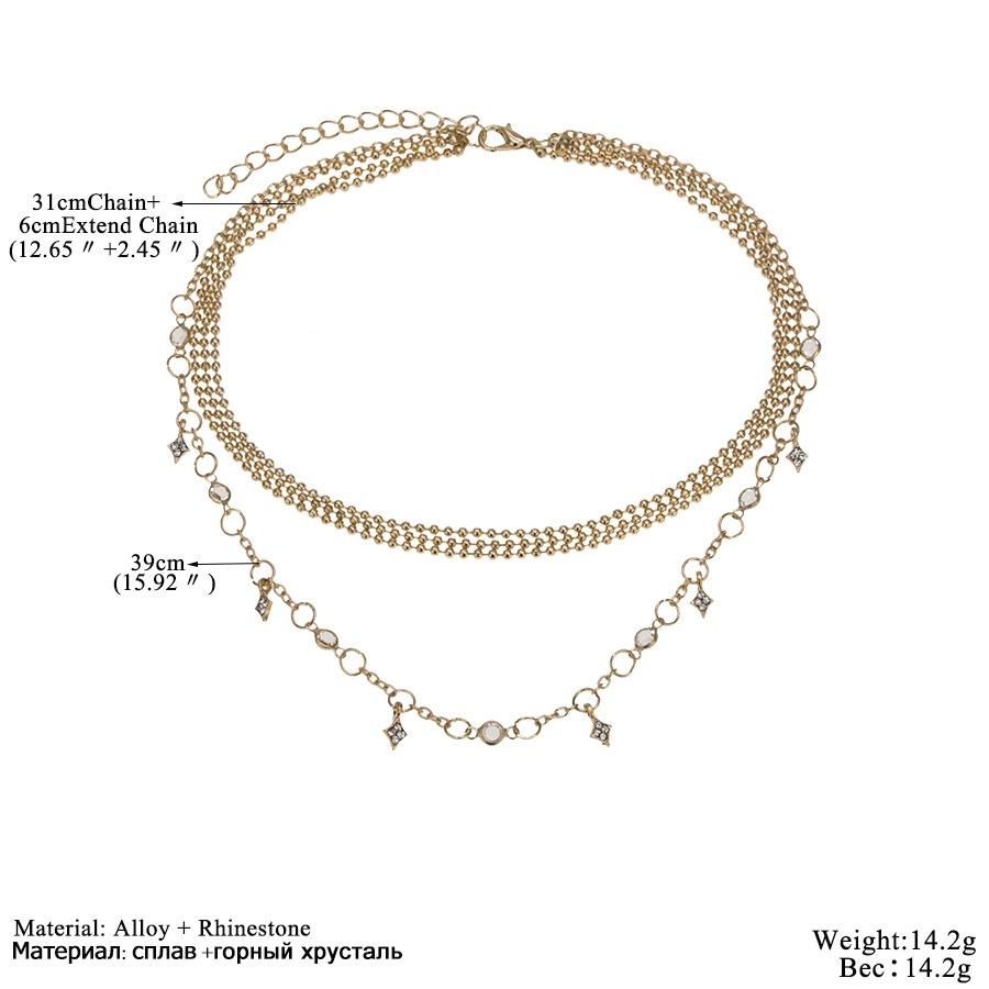 Elegant Multilayer Choker Necklace Crystal Star Chain Gold Women Summer Jewelry Elegant Multilayer Choker Necklace Crystal Star Chain Gold Women Summer Jewelry