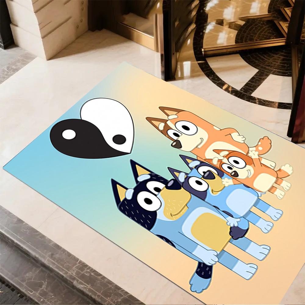 Bluey Family Harmony Floor Mat Suitable for Balcony Outdoor Dormitory Study Room Antislip Carpet Anime Office Decor Wedding Party Gift