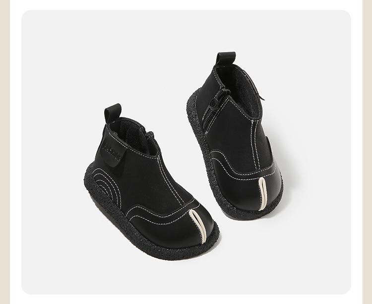 Autumn/Winter Martin Boots: Velvet-Enhanced Infant First Steps, Leather Short Boots for Boys & Girls