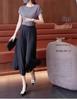 Women's 2026 Summer Ice Silk High Waist Wide-Leg Skirt Pants - Thin, Casual, Seven-Point Style