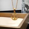 Women's Retro Stainless Steel Ship Wheel & Compass Pendant Necklace