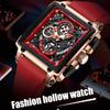 Men's Sports Chronograph Wrist Watch For Men Army Silicone Strap Square Quartz Stop Watch