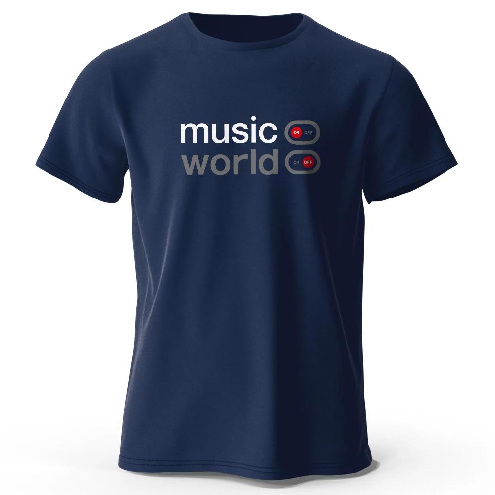Music World Printed T-shirt Pure Cotton Classic Funny Pattern T-shirt Men's and Women's Breathable Leisure Summer Top t shirt