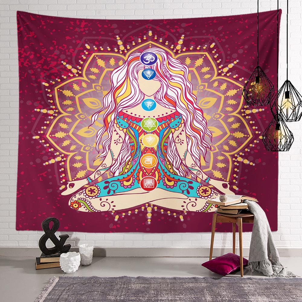Yoga Mandala Tapestry Background Cloth Hanging Cloth Bedroom Bedside Decorative Wall Cloth Rental Dormitory Tapestry