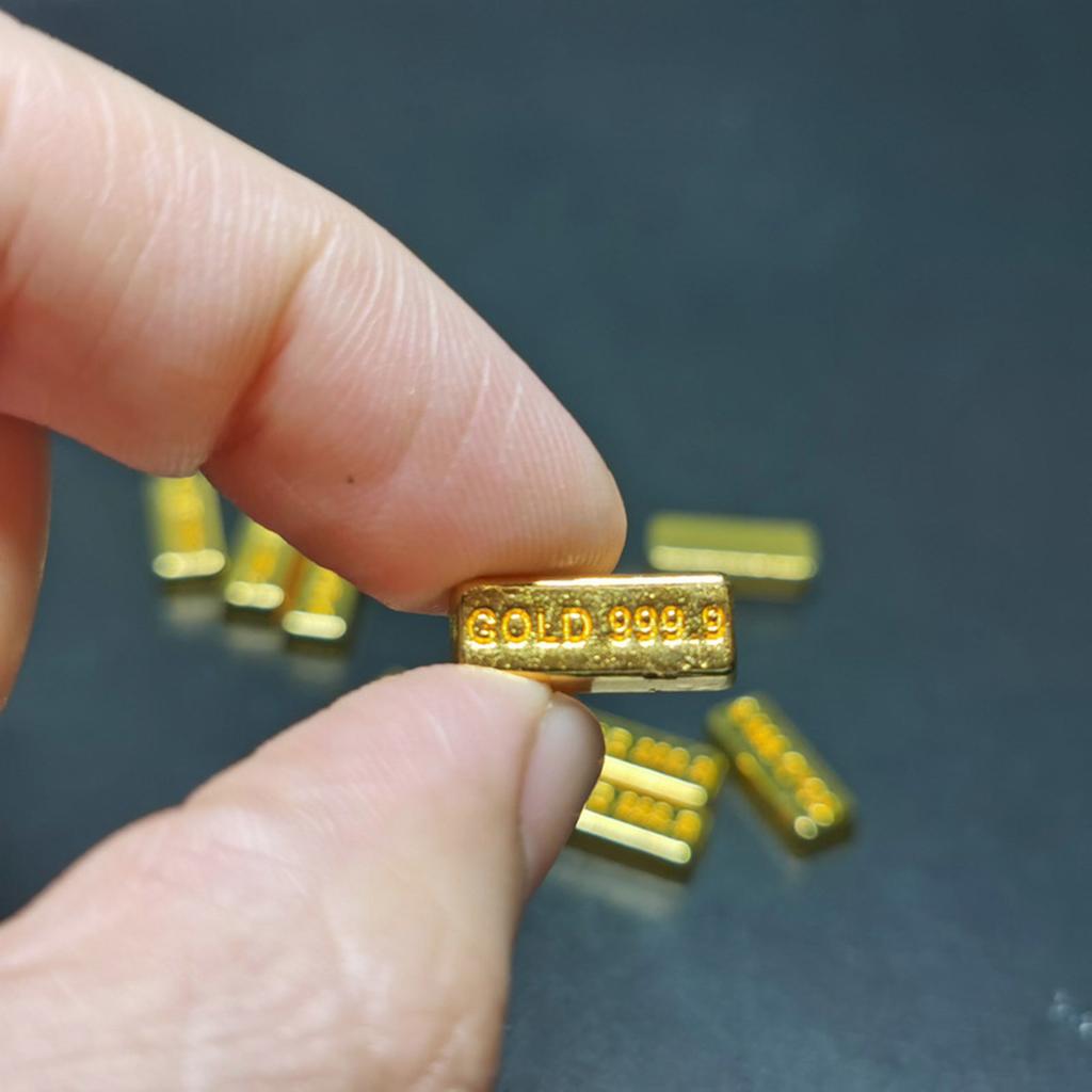 Pack of 10 Miniature Gold Bar Replicas for 1/12 Scale Dollhouse Scenes Metal Collectible Decorations