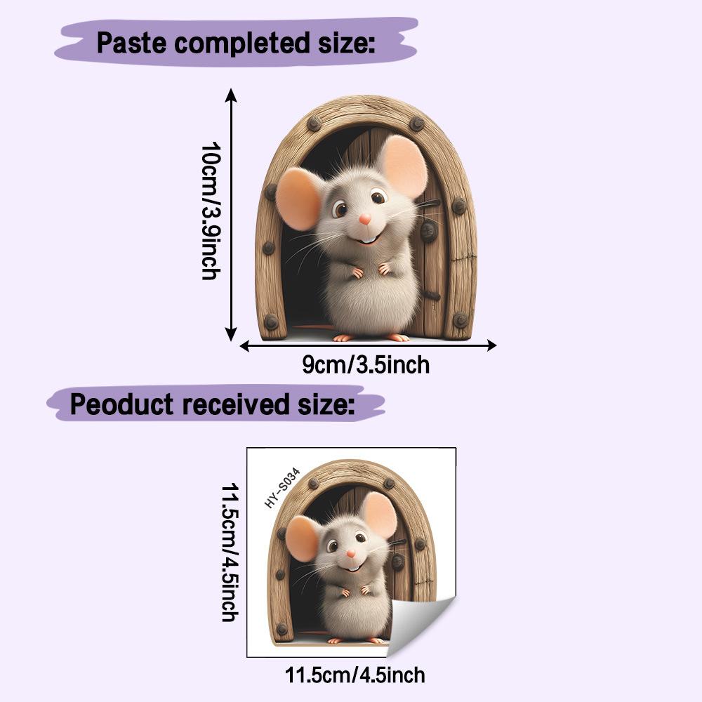 

Self-adhesive Cartoon Cute Mouse Hole Wall Stickers for Kids Bedroom Home Decor 12x12cm різнокольоровий