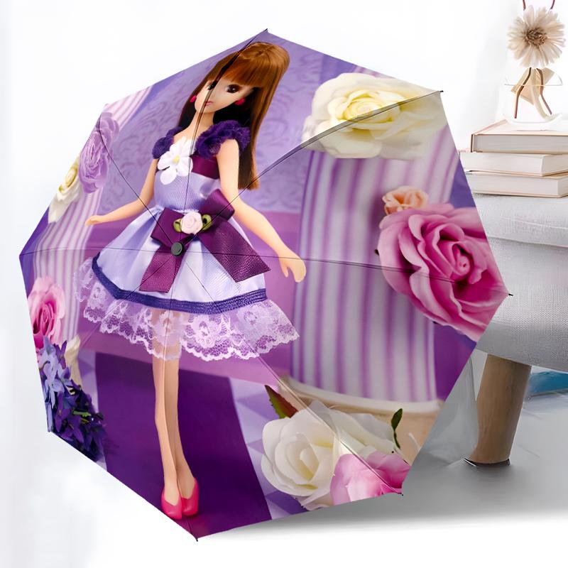 1pc Sturdy 8-Bone Auto Umbrella, Moon and Angel Umbrella, Digital Printed, Foldable Umbrella for On-the-Go Outdoor Use