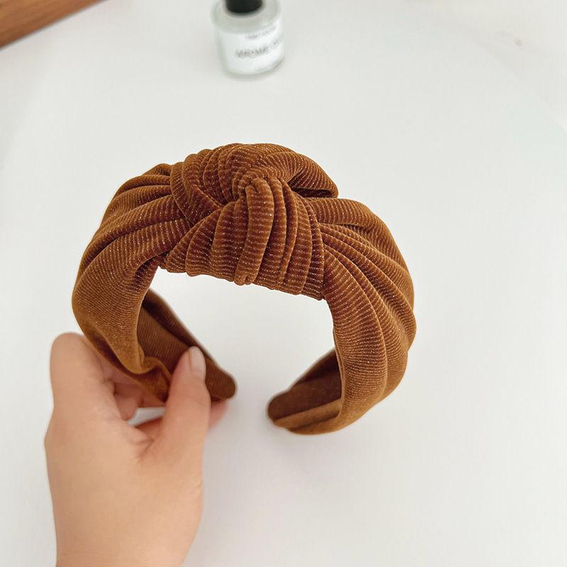 Fashion Hair Accessory Color Headband Headdress Corduroy Solid Fabric Knotted