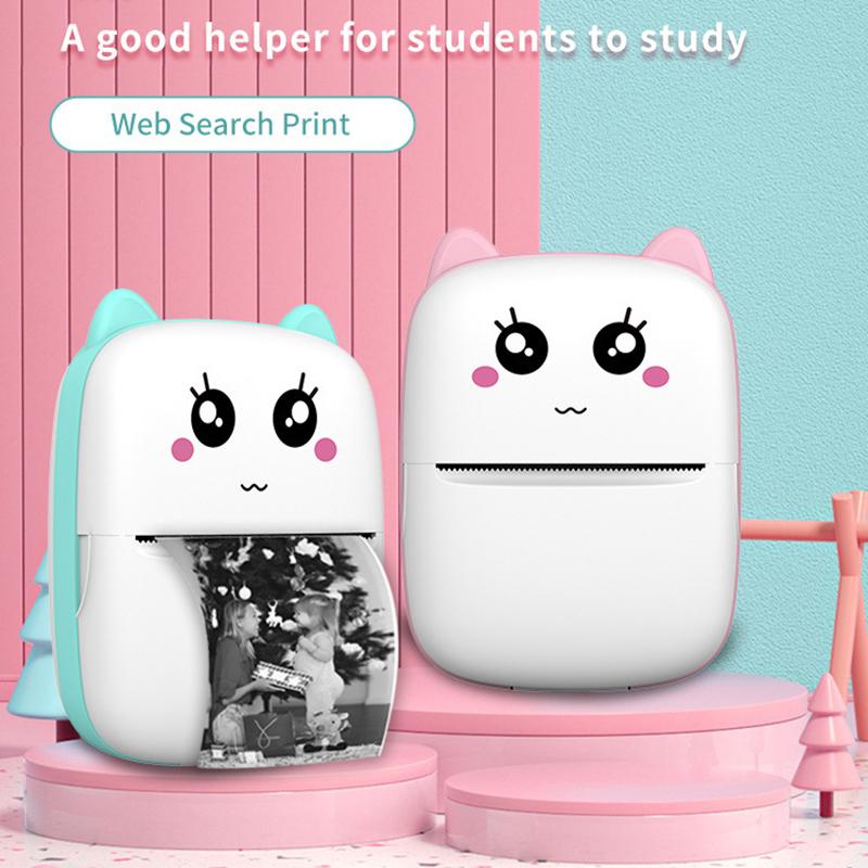 Mini HD Portable Printer Sticker Label Bluetooth Pocket Thermal Printer With Rolls Paper For Student Note Inkless Printing