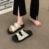 French platform slippers women's summer wear fashion and high sense 2025 super soft new models with skirts going out flat sandals