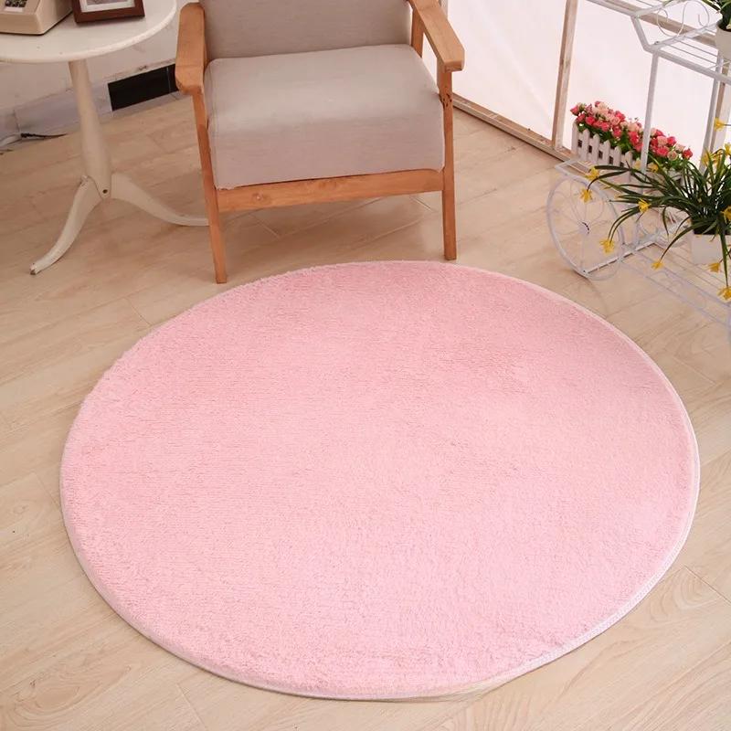 Thick Silk Carpet Floor Mat Fluffy Tender Comfortable Solid Simple Daily Living Room Bedroom Round Skin-friendly Household Ins