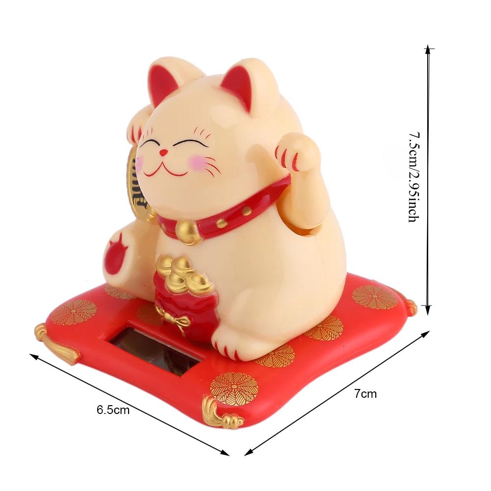 Solarbetriebene Reichtumsanziehungs-Katze Niedliche Reiche Auto-Ornament, Kreative Eröffnung, Winkende Katze Ornament Puppenmaschine, Acht Richtungen zum Reichtum