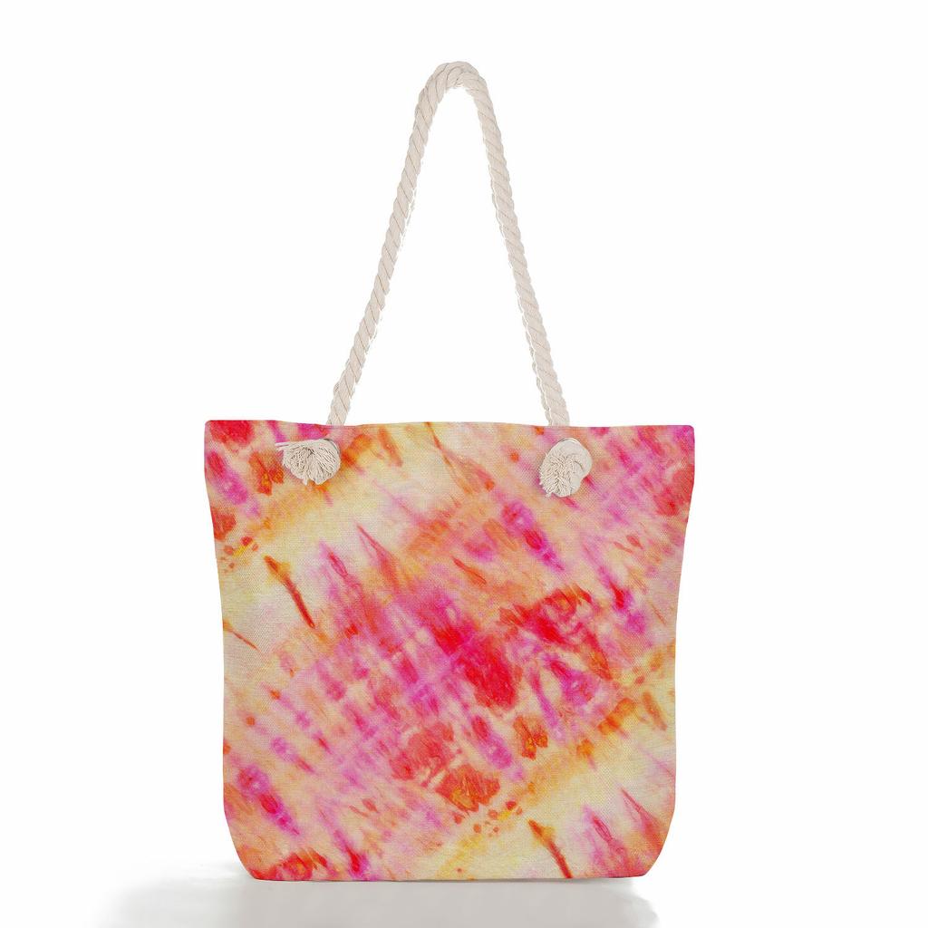 Colorful Print Thick Rope Single-shoulder Beach Bag 7208