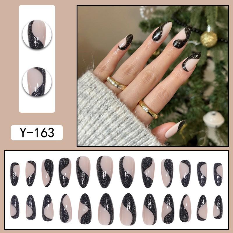 Short Press-On Nails Set Ins Style Fake Full Cover Acrylic Nail Tips Women Daily Wear