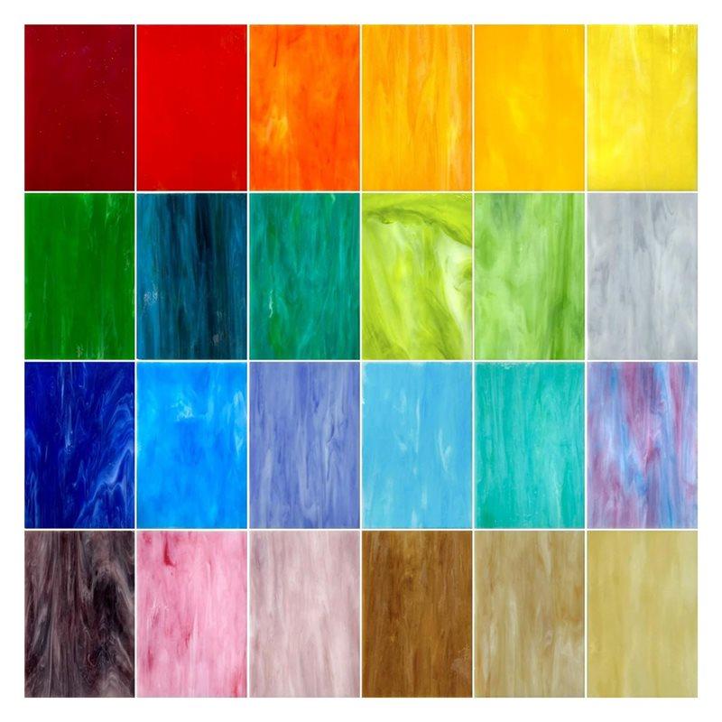 Fresh 24 Pcs Stained Glass Sheets 4 X 6 Inch Vibrant Colors Art Glass Supplies Variety Pack For Crafts, Suncatcher, Decoration